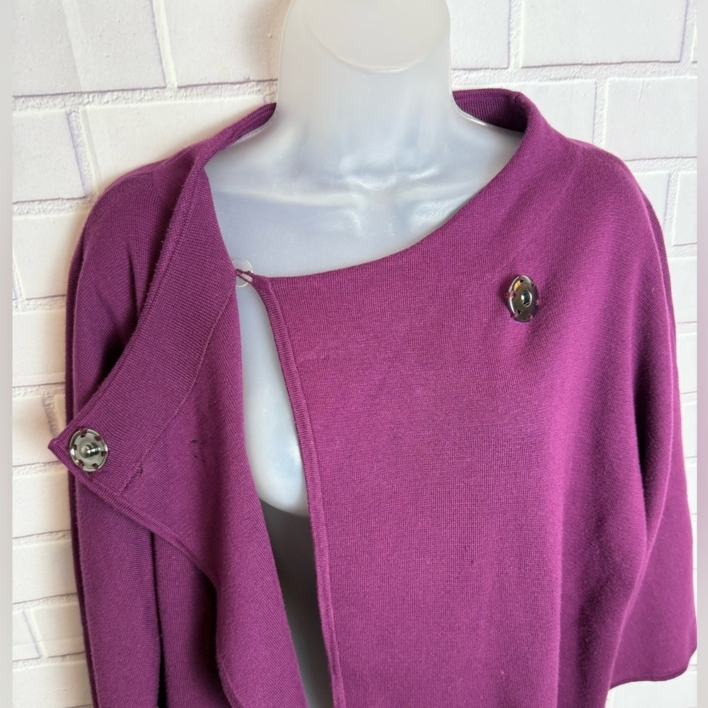 JM Collection Rich Purple Knit Classic Cottagecore Poncho/size L - Picture 10 of 14